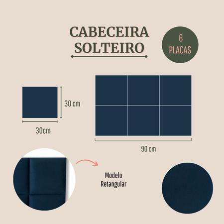 Imagem de Cabeceira Solteiro 90x60 Cama Box Modulada Retangular Blu