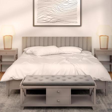 Imagem de Cabeceira Veludo Modular Estofada Retangular 45X10cm para Cama Box Queen King - Ornata Domus