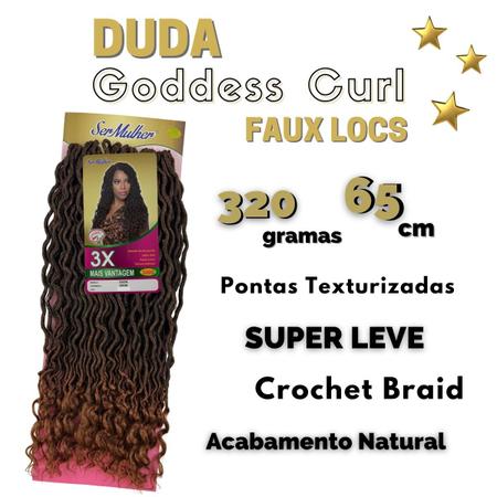 Imagem de Cabelo Duda Ser Mulher Faux Locs Goddess Curl Para Crochet Braid 65cm 320 Gramas