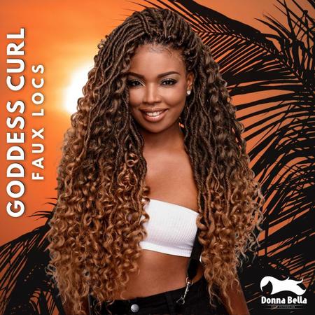 Cabelo Faux Locs Goddess Curl Ser Mulher 55cm 270 gramas Crochet Braid  Twist Sintético