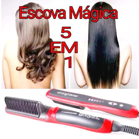 Imagem de cabelo ondulado feminino escova secadora alisadora elétrica modeladora cabelo liso perfeito