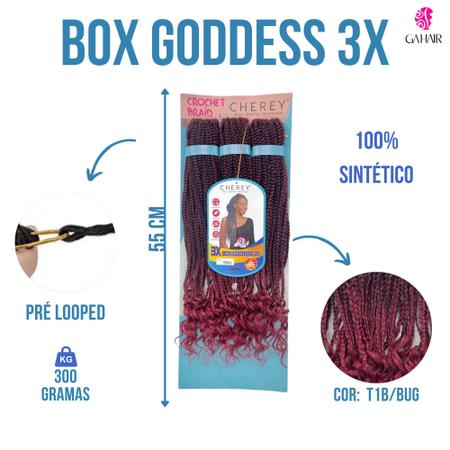Cabelo Sintetico Trança Box Braids Goddess Com Cachos Pre Looped 55Cm/300Gr  - Cherey - Mega Hair - Magazine Luiza