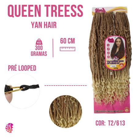 Cabelos Sintetico Queen Tress - Trança Box Braids Com Cachos - Pronto Para  Aplicar 300 Gr - Yan cabe - YanHair - Mega Hair - Magazine Luiza