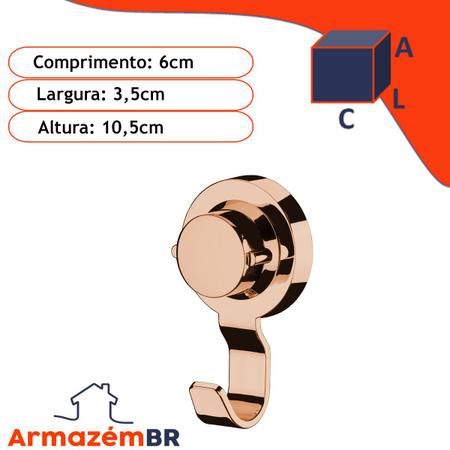 Imagem de Cabide Gancho Suporte Multiuso Porta Toalha Ventosa Banheiro Cobre Rosé Gold - 4054rg Future