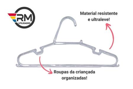 Imagem de Cabide Infantil de Acrílico Transparente Kit com 60 unidades Envio Imediato