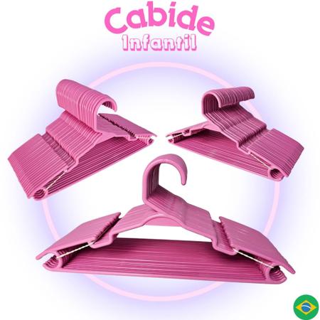 Imagem de Cabide Infantil Reforçado Rosa para Bebê 100 unidades.