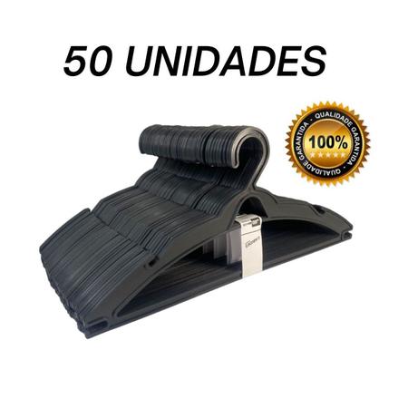 Imagem de Cabide para Roupas Adulto Preto - 50 UNIDADES PREMIUM