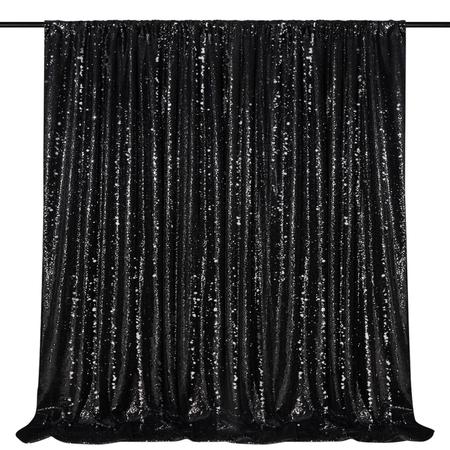 Imagem de Cabine fotográfica com glitter com pano de fundo de lantejoulas QueenDream Black de 2,4 m x 2,4 m