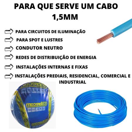 Imagem de Cabo 1,5mm Unipolar Revestimento Em Pvc 60 Metros 