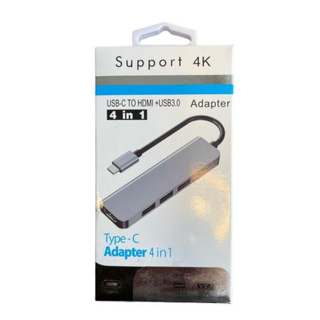 Imagem de CABO ADAPTADOR 3 x USB 3.0,  HDMI 4 EM 1, CORPO DE ALUMINIO