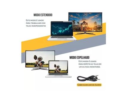 Cabo Adaptador Conversor Hdmi Vga P2 Auxiliar udio HDMI para
