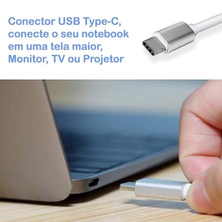 Imagem de Cabo Adaptador Conversor Tipo-C X VGA - USB-C Macho para VGA Fêmea 1080p Type-C Full