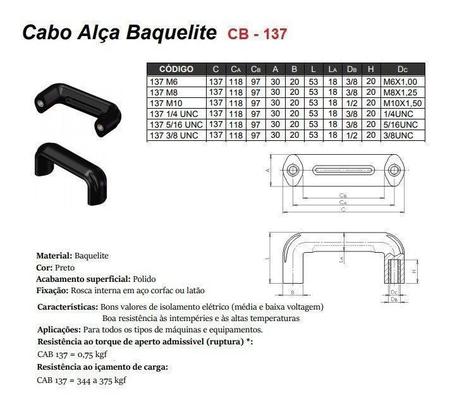 Cabo Alça 137-5/16 UNC Baquelite - CORREMOL Imagem de Cabo Alça 137-5/16 UNC Baquelite