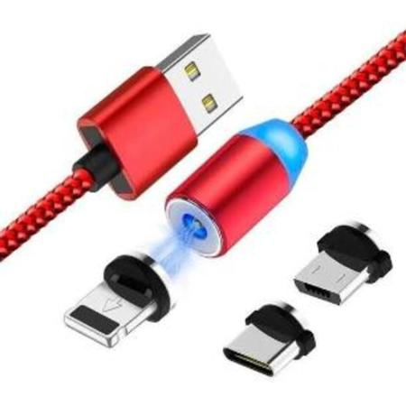 Imagem de Cabo Carregador Magnético Usb 3 Em 1 Tipo C/ Led Ios Android - KAPBOM