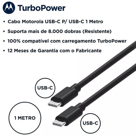 Imagem de Cabo Carregador Motorola Original Usb-C Para Usb-C 1 Metro - Moto G62, G82, edge 30 Neo, edge 30, edge 30 Fusion, edge 30 Pro, edge 30 Ultra