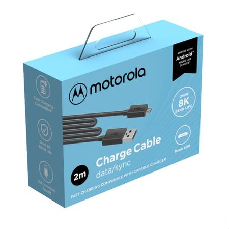 Imagem de Cabo Carregador Original Motorola USB-A P/ Micro-USB 2 Metros - Preto - Moto G6, G6 Plus, G7, G7 Power, G8, G8 Plus, G8 Power, G9 Play, G9 Plus