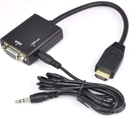 Imagem de Cabo Conversor Adaptador HDMI Para VGA + Cabo P2