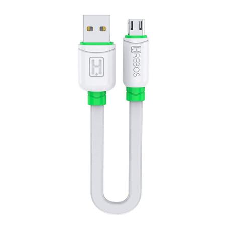 Imagem de Cabo Curto Turbo 20cm  Android Micro Usb V8 Hs-201 Branco - HREBOS