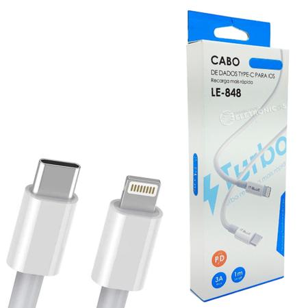 Cabo de Dados Lightning x USB-C Turbo Rápido Cabo 1 Metro LE848 - ITBLUE Imagem de Cabo de Dados Lightning x USB-C Turbo Rápido Cabo 1 Metro LE848