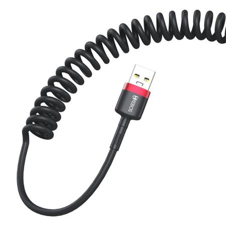 Imagem de Cabo de Dados Usb x Type-C Turbo 3.0 Espiral 1,6 Metros Hrebos Hs-138 Preto