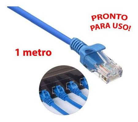 Imagem de Cabo De Rede 1 Metro Montado Rj45 Fio Curto Internet Pronto Para Usar Smart TV PC Games