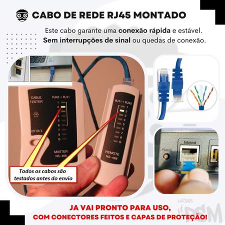 Imagem de Cabo De Rede 1 Metro Montado Rj45 Fio Curto Internet Pronto Para Usar Smart TV PC Games