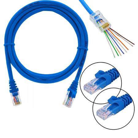 Imagem de Cabo De Rede Cat6 5 Metros Rj45 Ethernet Azul X-cell