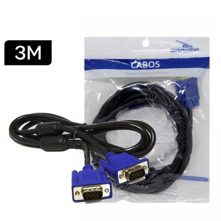 Imagem de Cabo De Vídeo Vga X Vga Com 3 Metros Grasep - D-5002 3M