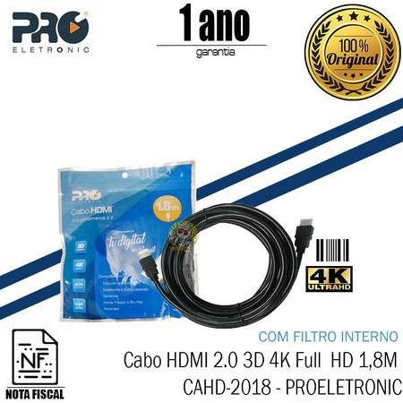 CABO HDMI 4K ULTRAHD 3D 2.0 1,8M(CAHD-2018) PRO