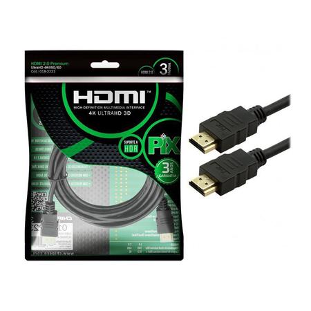 Imagem de Cabo hdmi 3 metros 2.0 4k chipsce ultra hd 3d 19 pinos tv pc