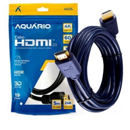 Imagem de Cabo Hdmi 5M Banhado A Ouro: Qualidade Visual E Sonora