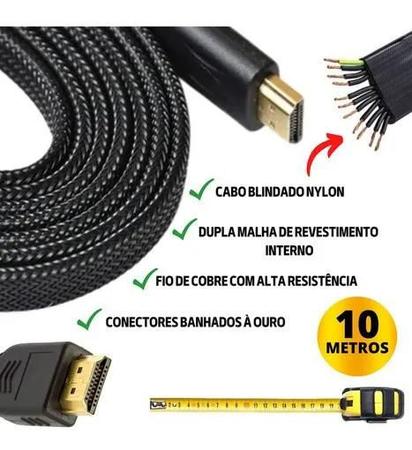 Cabo Hdmi 10 Metros 2.0 Gold Full Hd Resolução 4k 3d Blindado Dourado Com  Filtro Para Smart Tv Monitor Projetor Notebook - Leffa Shop - Cabos e  Adaptadores - Magazine Luiza