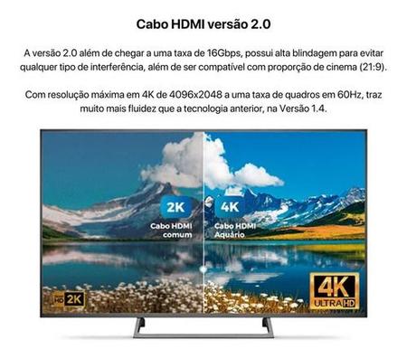 Imagem de Cabo Hdmi Premium Gold 4k 3d  Full Hd Blindado - 5 Metros