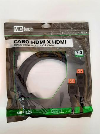 Imagem de CABO HDMI X HDMI 3 M. MBtech MB71113