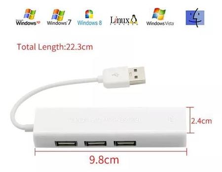 Imagem de Cabo Hub Usb 3 Portas + Adaptador Rj45 Ethernet Lan LE-4102