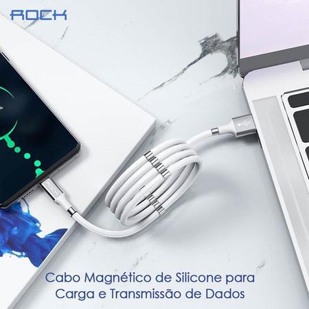Imagem de Cabo Lightning para iPhone, iPad, Auto-magnético, Extensível, Retrátil Rock - Rcb0797