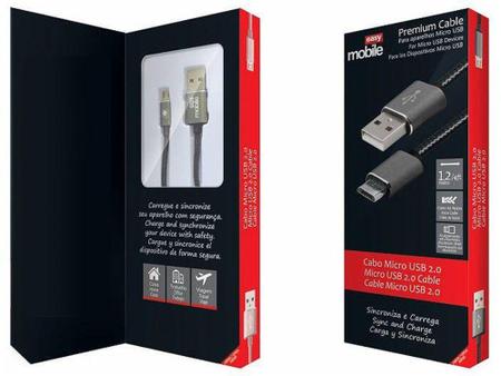 Imagem de Cabo Micro USB 1,2m Easy Mobile - CBMICRO1MGR