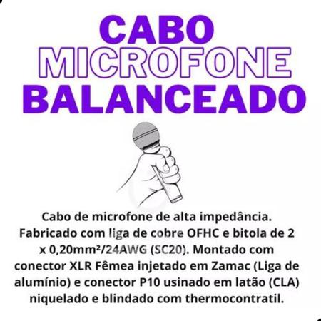 Imagem de Cabo Microfone E Violão Mono P10 / Xlr Balanceado 3 Metros