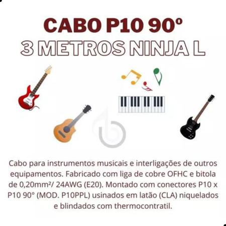 Imagem de Cabo Microfone E Violão Mono Xlr / P10 Balanceado 3 Metros