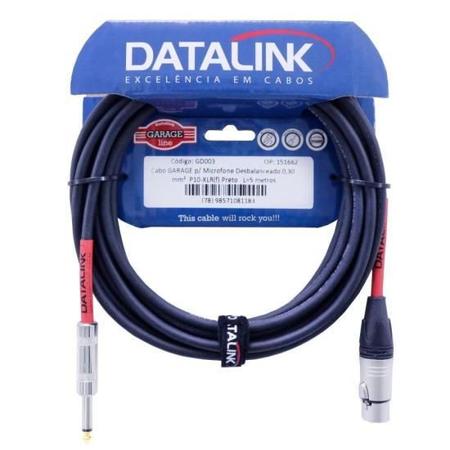 Cabo Para Microfone P10 X Xlr 5m Preto Datalink Imagem de Cabo Para Microfone P10 X Xlr 5m Preto Datalink