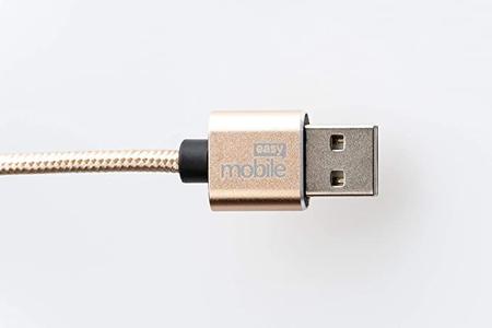Imagem de Cabo Premium micro usb de  3 m de nylon trançado reforçado  dourado - Easy Mobile