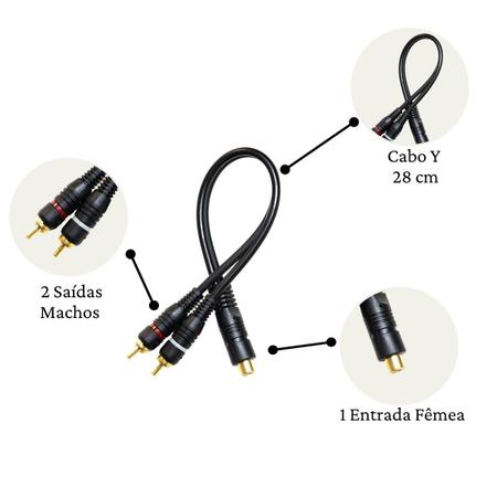 Imagem de Cabo RCA Automotivo 5 Metros 2 Cabos Y 2M1F Alta Qualidade CABO PARA SOM AUTOMOTIVO Y SEMI BLINDADO