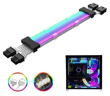 Imagem de Cabo Sleeved Argb 2x8pin Extensor Gpu Fonte Atx 5v 3pin