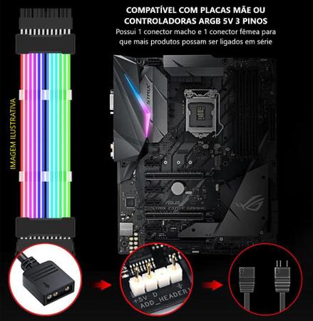 Imagem de Cabo Sleeved Argb 2x8pin Extensor Gpu Fonte Atx 5v 3pin