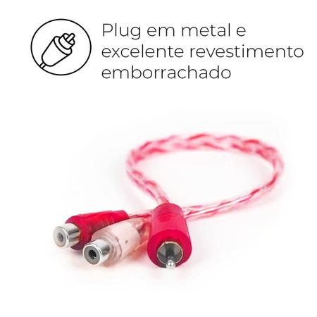 Imagem de Cabo Svart Y Vermelho/Prata Injetado Transparente 4mm 1 Macho E 2 Fêmeas Dupla Blindagem Revestimento Em Pvc Flexível