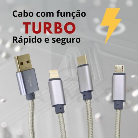 Imagem de Cabo USB 3 em 1 Universal Lightning MicroUSB USB-C Turbo Rápido Reforçado Carregar HD