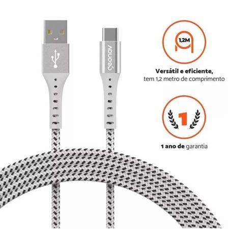 Imagem de Cabo USB-A para USB-C Geonav 1,2m Branco