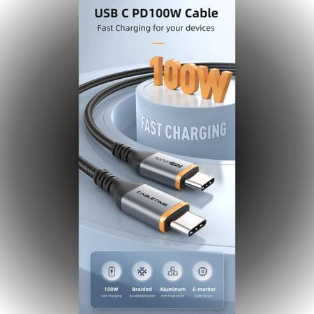 Imagem de Cabo USB-C 100W PD Quick Charge Nylon 2m Cabletime