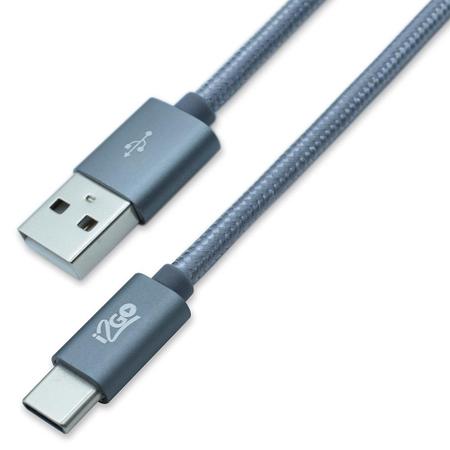 Imagem de Cabo USB Tipo C 2 Metros Nylon Cor Chumbo i2Go Pro