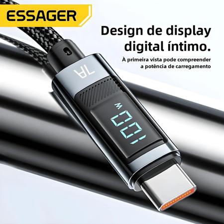 Imagem de Cabo USB Tipo C Essager 100W - Carregamento Rápido 7A para Realme, Huawei, Samsung e Xiaomi